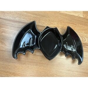 Rare Longaberger Pottery Black Bat Large Serving Dish Halloween‎ NO BASKET